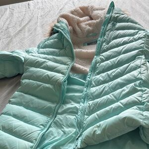 Eddie Bauer Teal Jacket with Faux Fur Lining